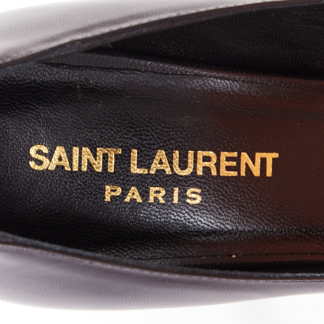 SAINT LAURENT Janis 80 black leather corset lace heel platform pumps EU37.5