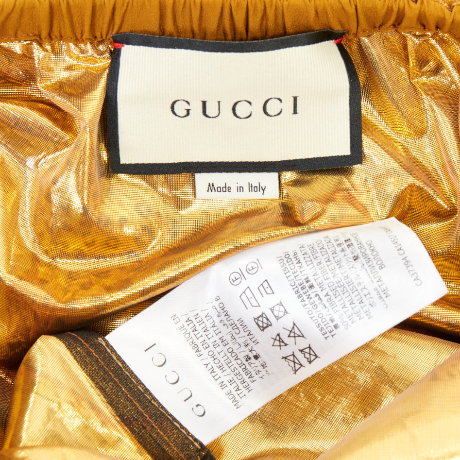 GUCCI 2016 horse metallic gold lurex cheetah animal ruffle maxi skirt IT38 XS