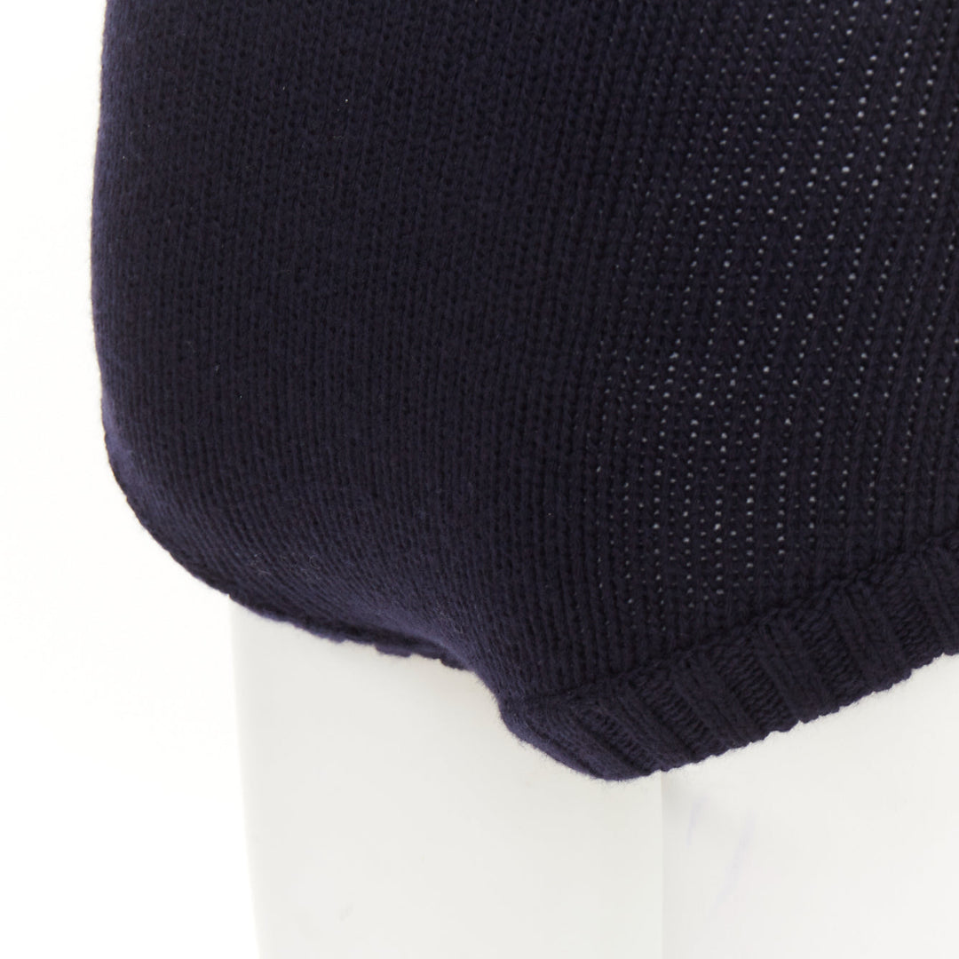 CHLOE 2024 Runway classic navy wool cashmere blend button knit mini shorts XS