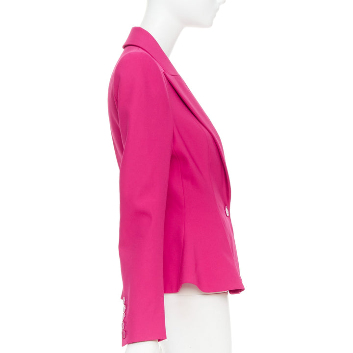 ALEXANDRE VAUTHIER hibiscus pink padded shoulder wasp waist peplum blazer S