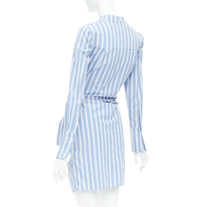 VVB VICTORIA BECKHAM blue white cotton striped tie shirt dress UK4 XXS