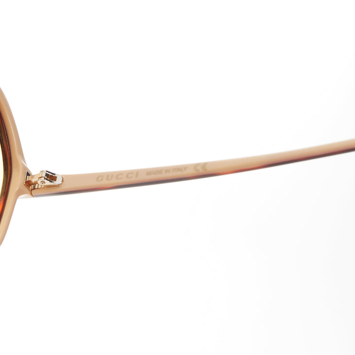 GUCCI GG0734S crystal GG logo brown tortoise acetate sunnies