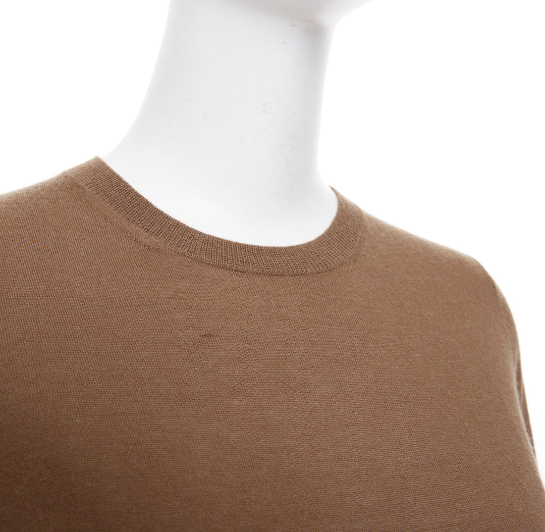 MAX MARA brown lightweight pure cashmere crew neck long sleeve sweater top S