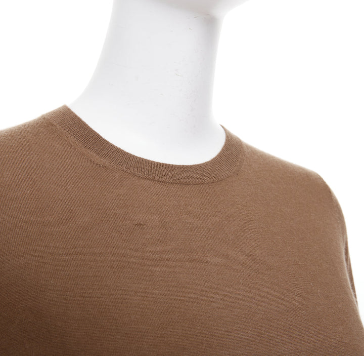 MAX MARA brown lightweight pure cashmere crew neck long sleeve sweater top S