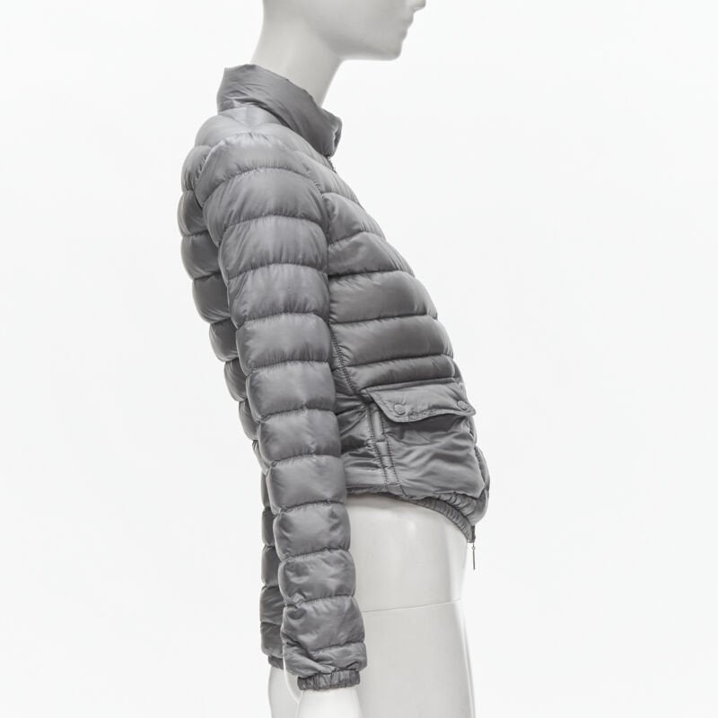MONCLER Lans Giubbotto grey down feather padded puffer jacket US0 XS
