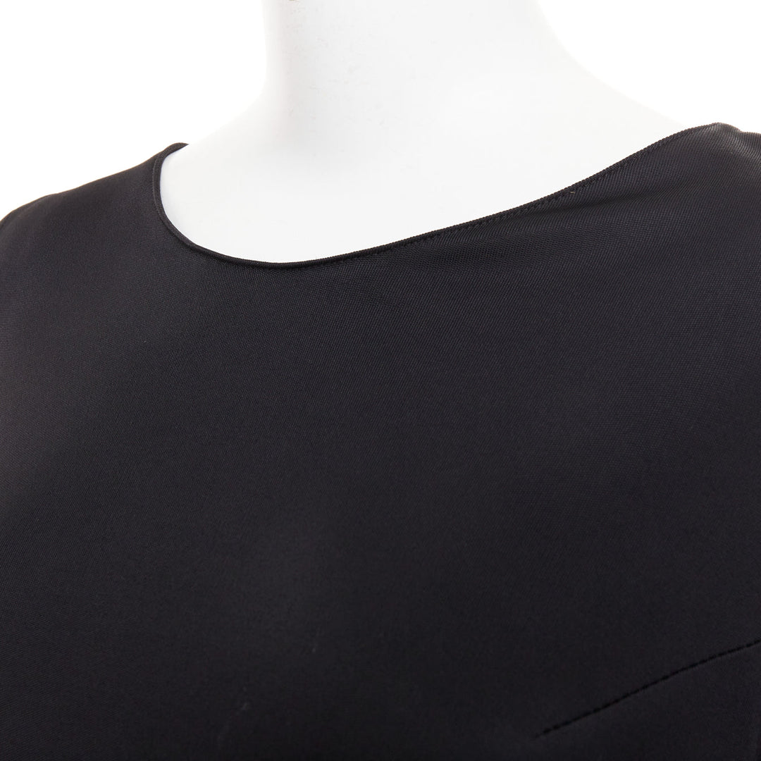 GALVAN 2018 Vesper black viscose fringe roped half sleeve bateau neck top FR40 S
