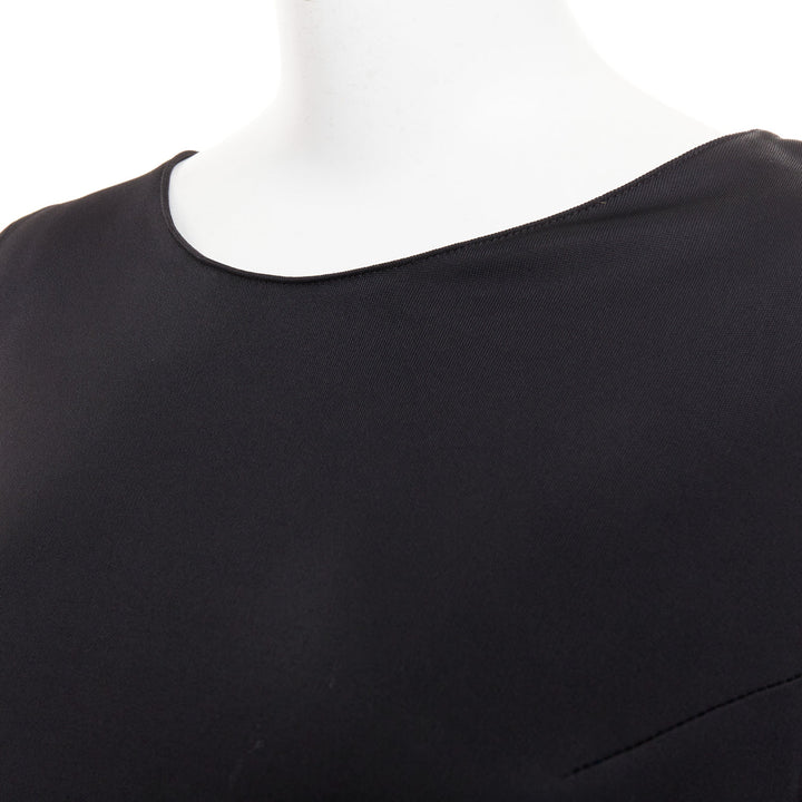 GALVAN 2018 Vesper black viscose fringe roped half sleeve bateau neck top FR40 S
