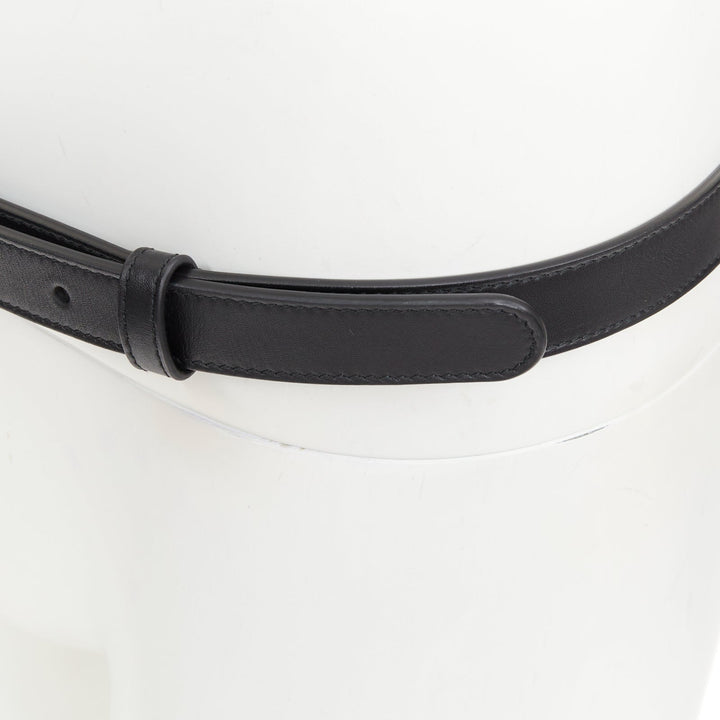 GUCCI Double G Marmont antique gold black smooth leather thin waist belt 90cm