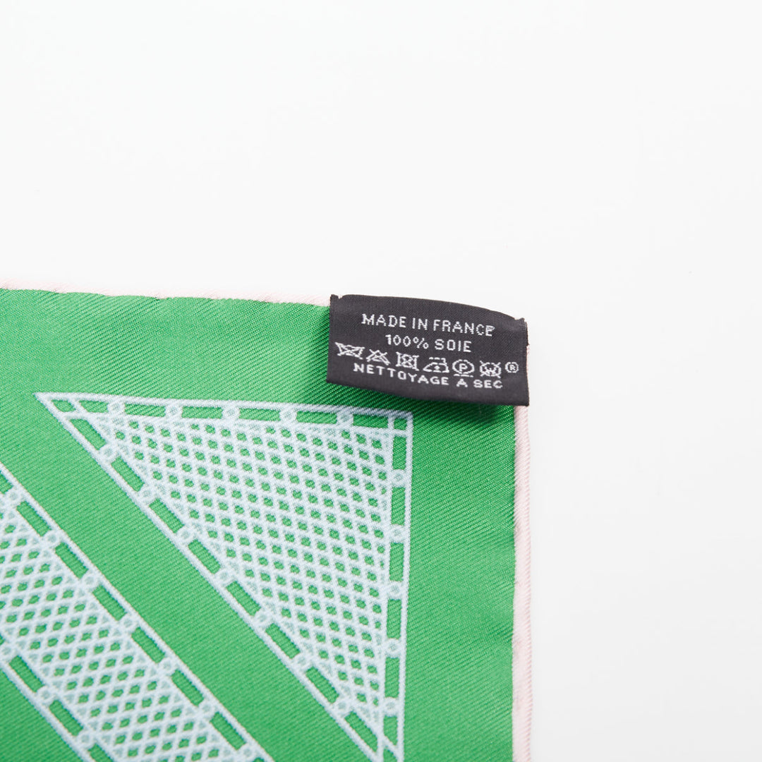 ERMES Gavroche 45 green geometric garden fence lattice print silk scarf