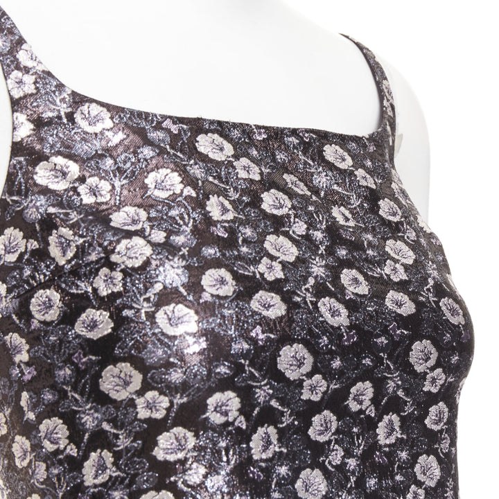 PRADA 2017 black metallic floral brocade crop top high waist short IT36 XXS