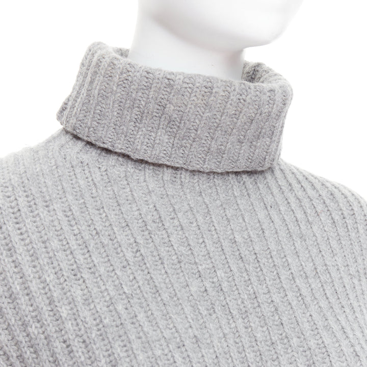 ACNE STUDIOS 2016 Isa grey wool chunky turtleneck ribbed sweater XS