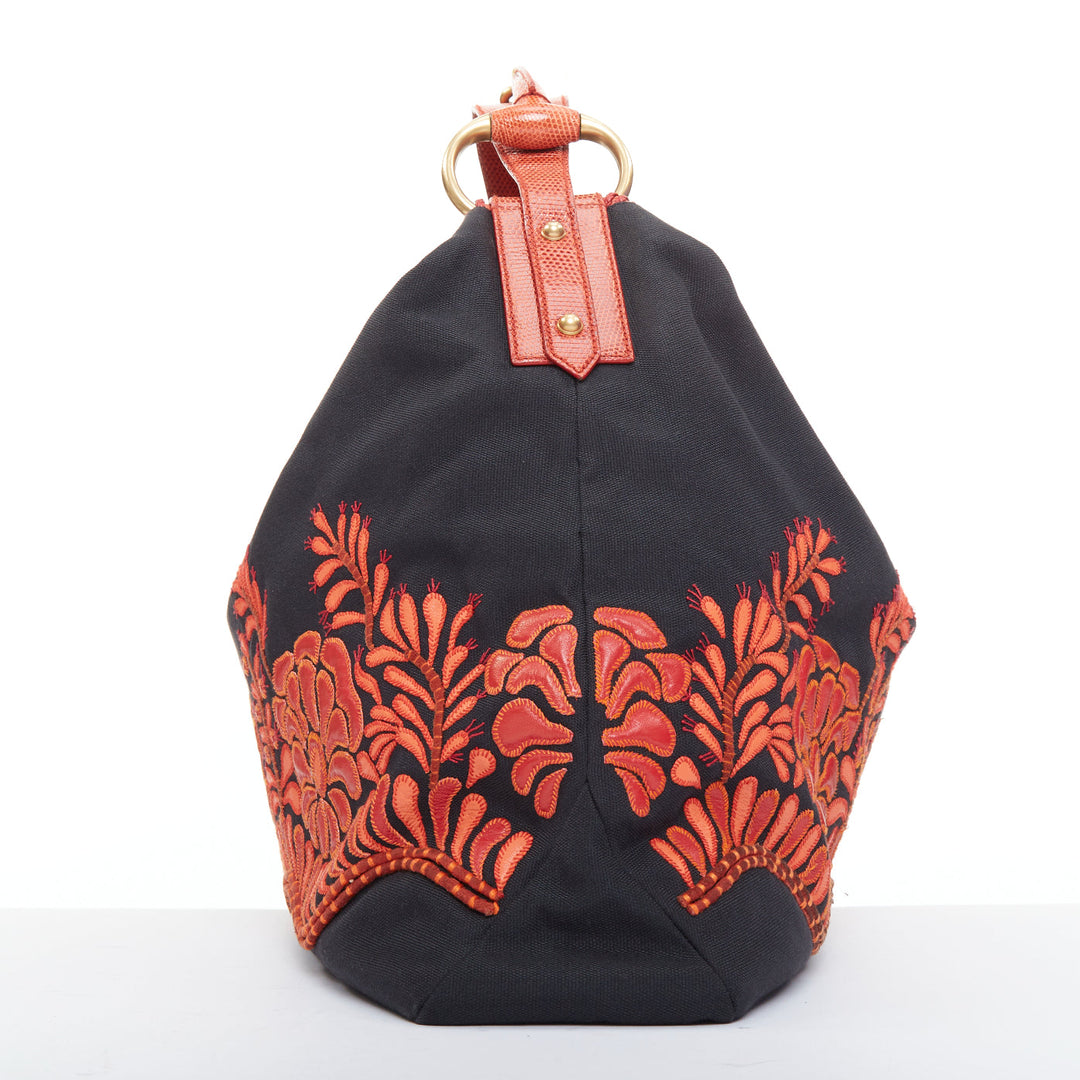 rare GUCCI 2004 Runway Tom Ford red lizard applique horsebit chain hobo bag