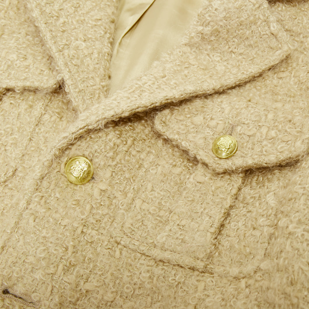 CELINE 2023 Chasseur Jacket beige mohair boucle military crop jacket FR38 M