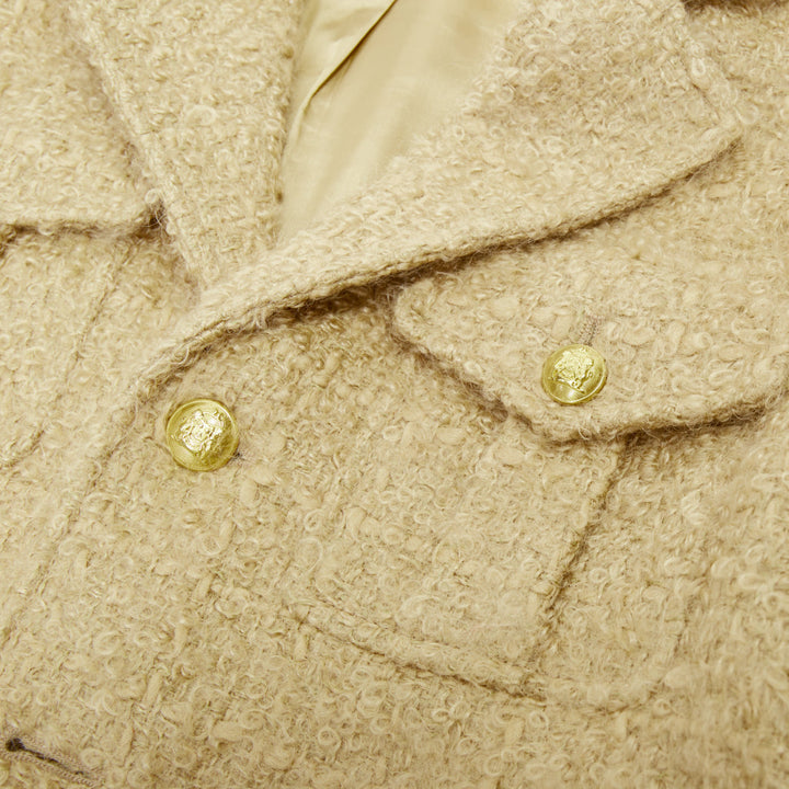CELINE 2023 Chasseur Jacket beige mohair boucle military crop jacket FR38 M