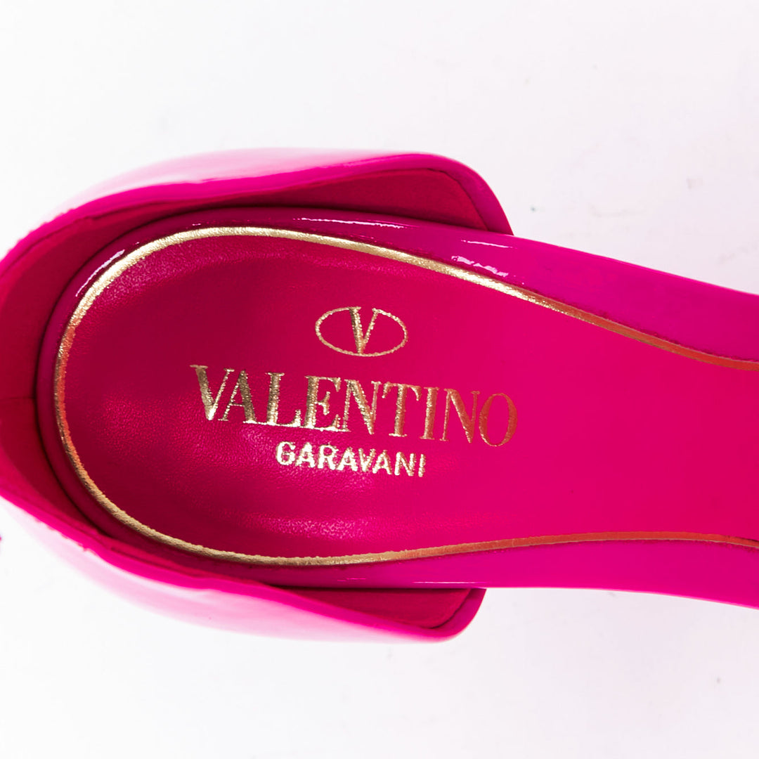 VALENTINO Runway Discobox 180 hot pink patent platform ankle strap heels EU37.5