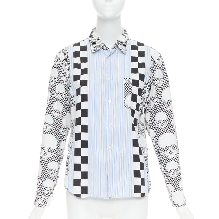 COMME DES GARCONS HOMME PLUS 2011 blue skeleton skull patchwork shirt XS