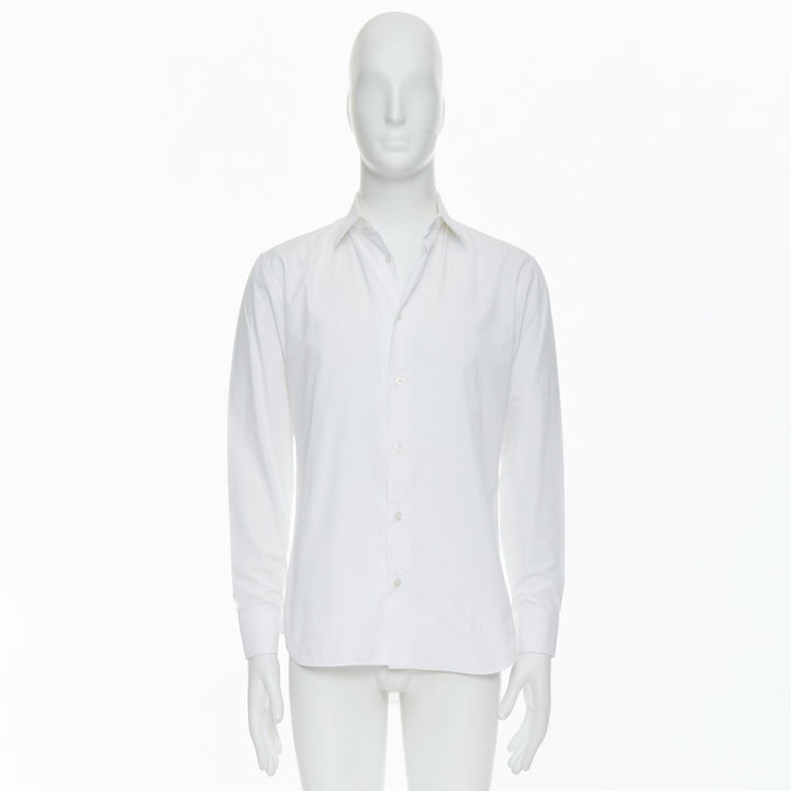 DIOR white 100% cotton shoulder darts plain dress shirt EU39 M