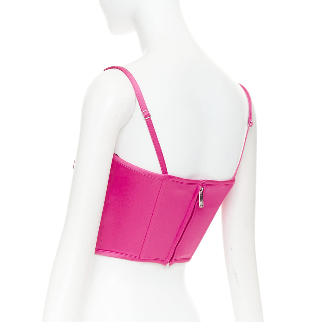 new VERSACE Medusa '95 Satin Waterlilly fuschia pink boned corset top IT42 M
