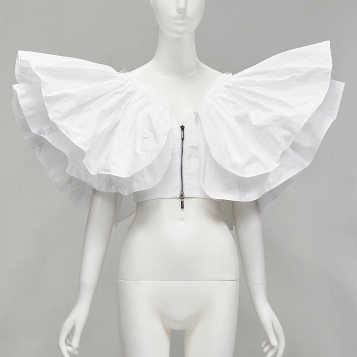 MATICEVSKI 2020 Crowned Butterfly white statement sleeve bustier top AUS6 S