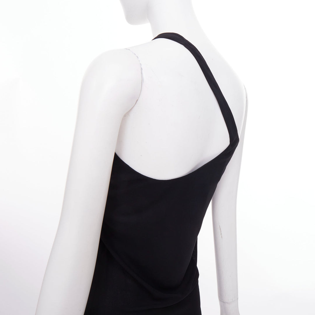 CHLOE Vintage noir viscose one shoulder asymmetrical cocktail dress FR36 S
