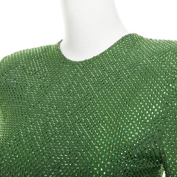 ALEXANDRE VAUTHIER COUTURE SS2019 Runway green crystal pad shoulder dress FR36 S