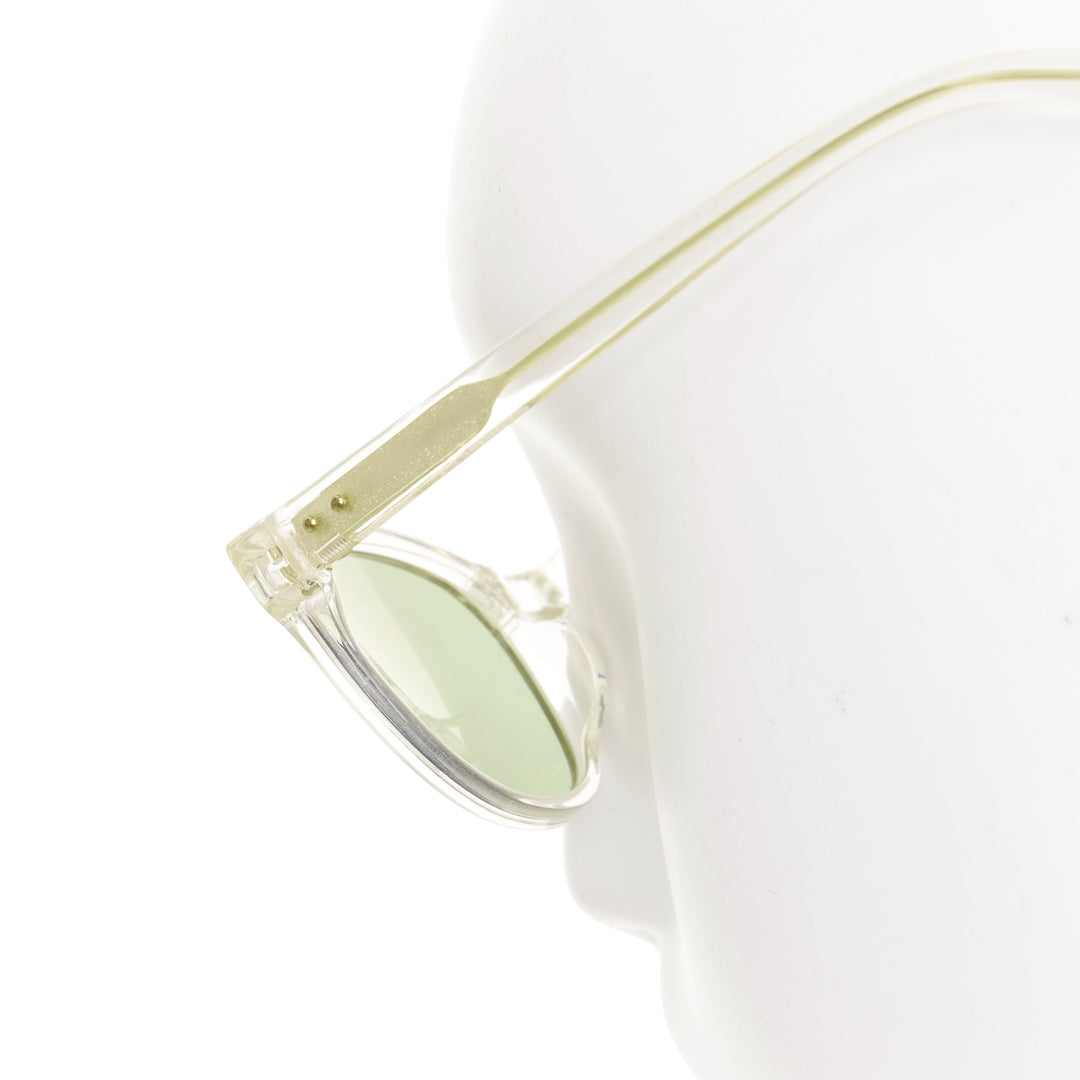 BLANC.. B0009 clear frame gold textured hardware green lens square sunglasses