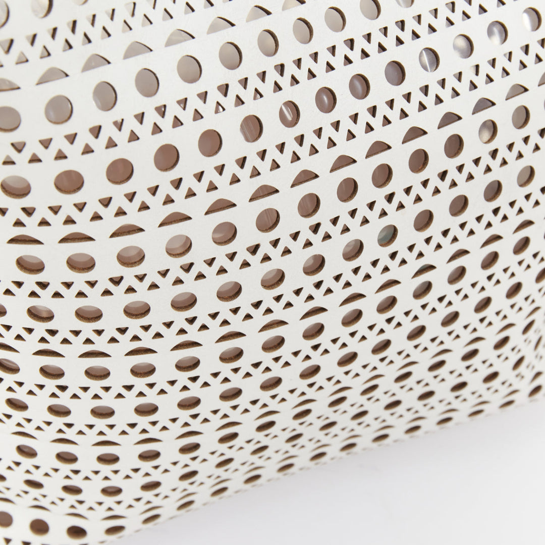 ALAIA Le Mina Vienne Wave laser cut white calfskin leather travel tote bag