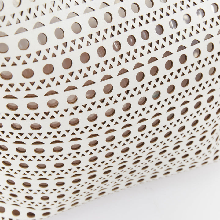 ALAIA Le Mina Vienne Wave laser cut white calfskin leather travel tote bag