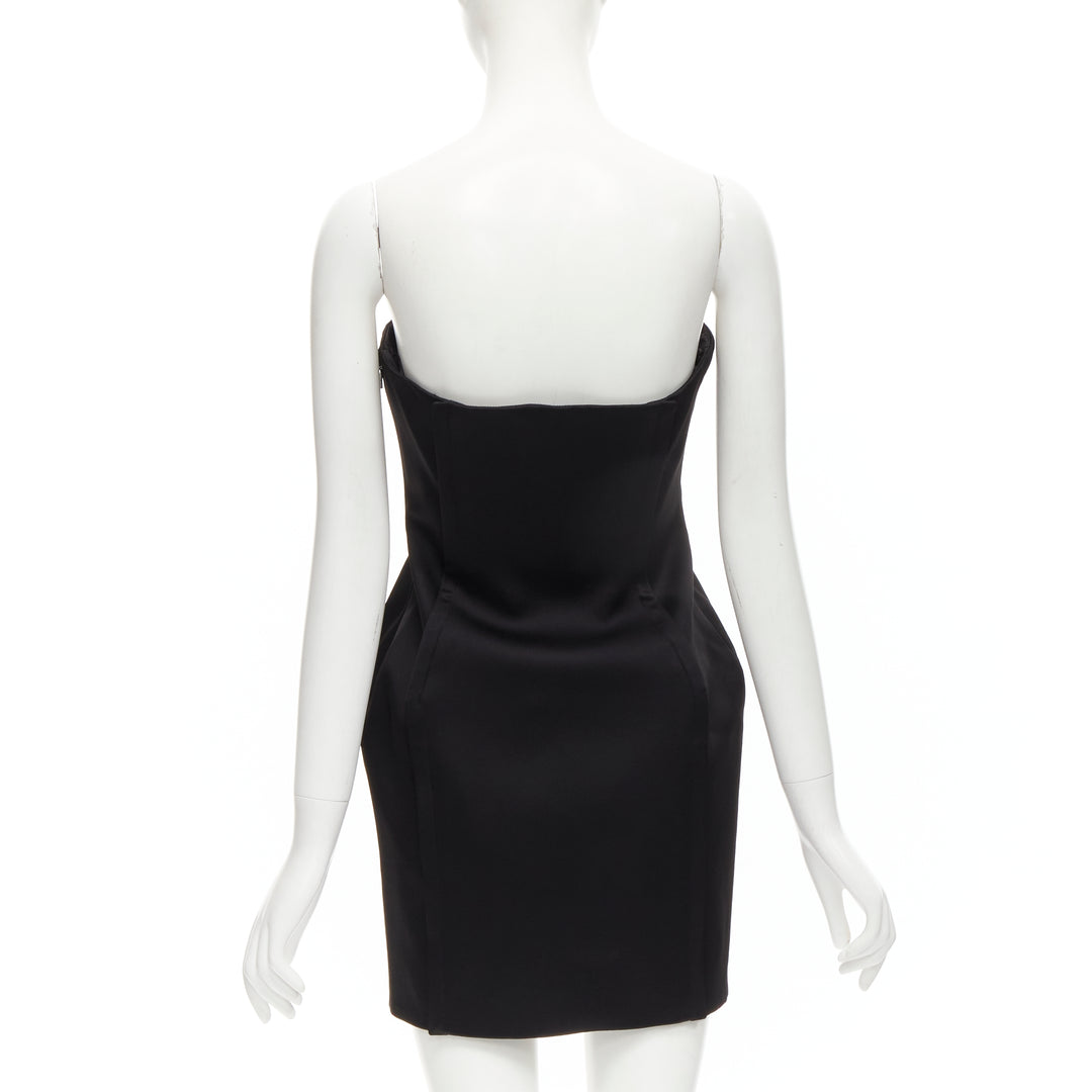 VERSACE 2020 black strapless corseted fitted mini party dress IT40 S