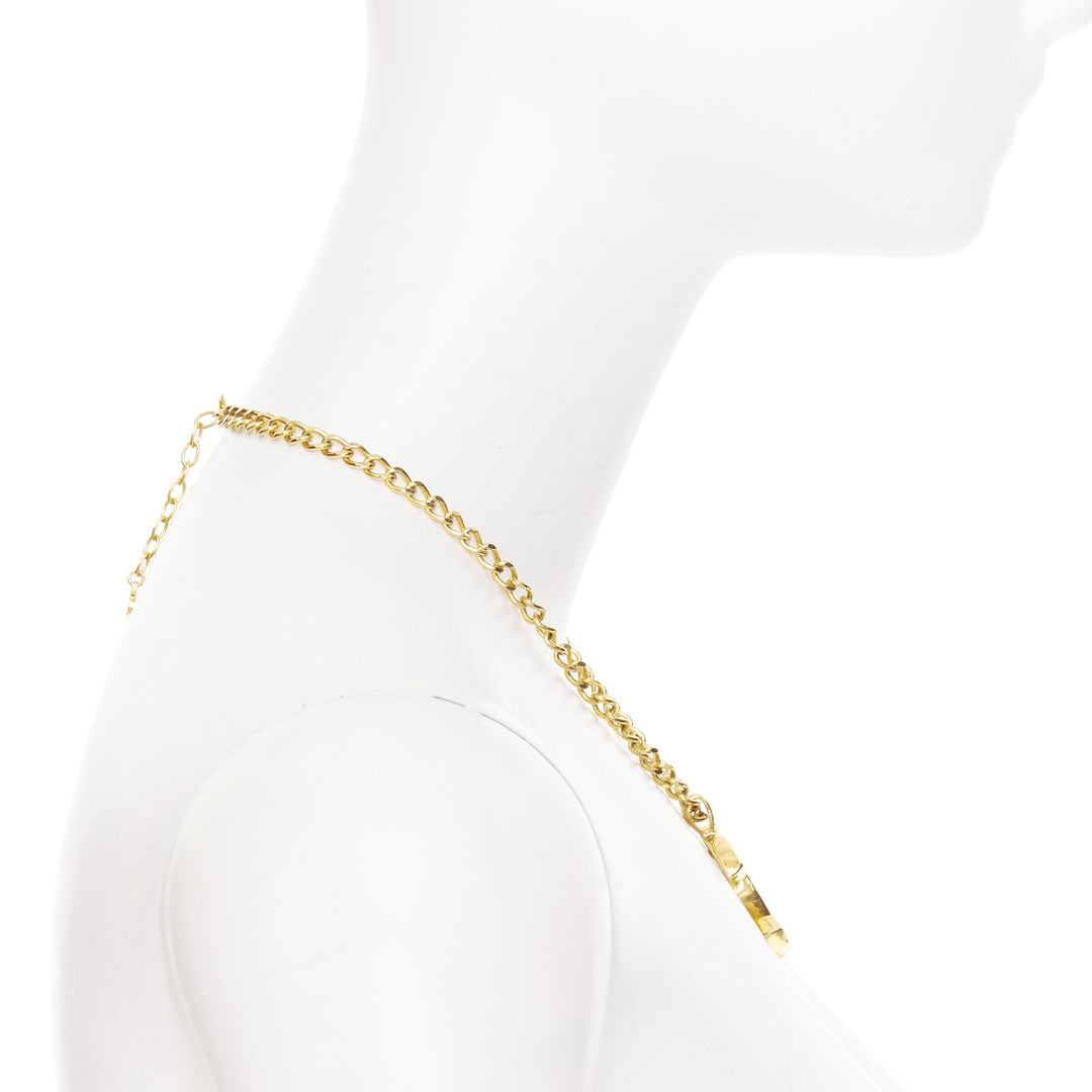 CHANEL 2023 Monte Carlo gold black glitter foil resin CC logo pendant  necklace