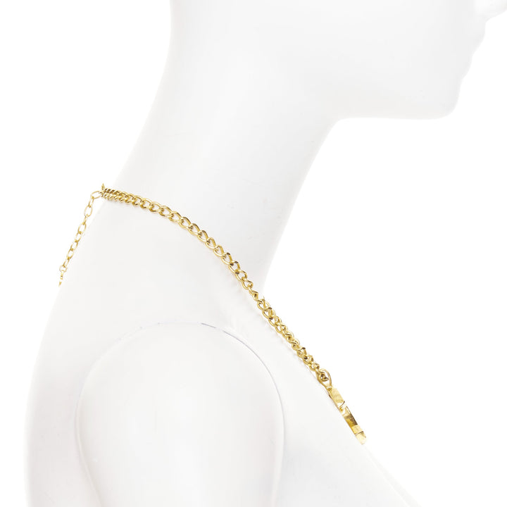 CHANEL 2023 Monte Carlo gold black glitter foil resin CC logo pendant  necklace