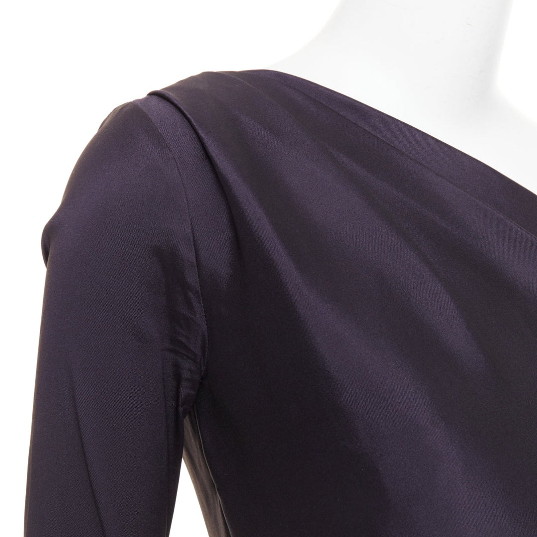 OSCAR DE LA RENTA P13 navy silk tafetta corset one shoulder mermaid gown US0 XS