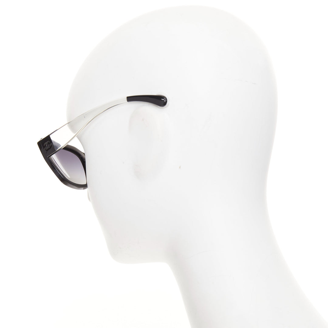 CHANEL 5263A  black clear square frame polarized CC logo sunglasses