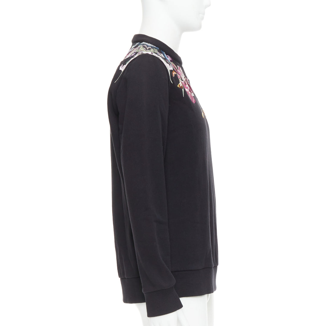 GIVENCHY black Bird of Paradise tropical embroidery cotton sweatshirt S