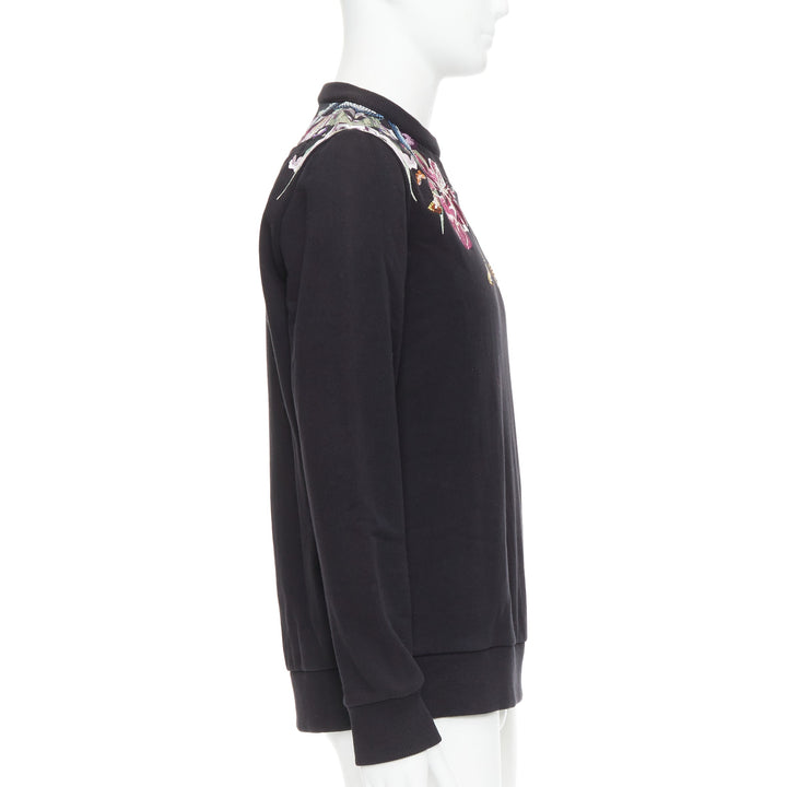 GIVENCHY black Bird of Paradise tropical embroidery cotton sweatshirt S