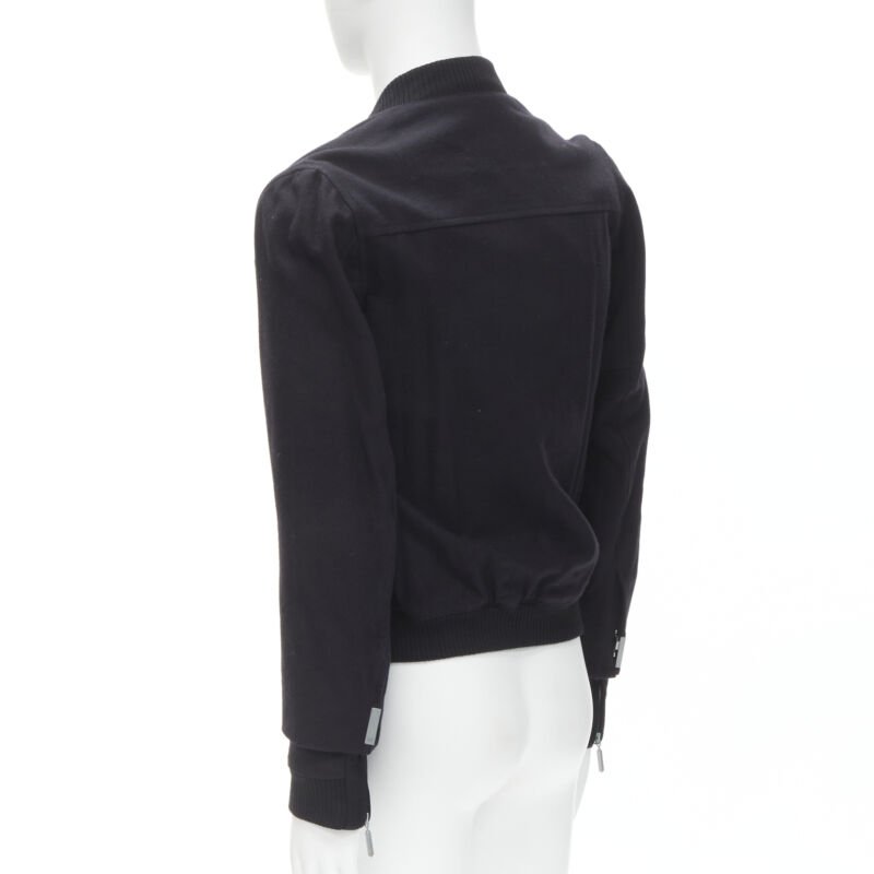 BALENCIAGA 2011 Ghesquiere black wool double sleeve bomber jacket EU44 XS