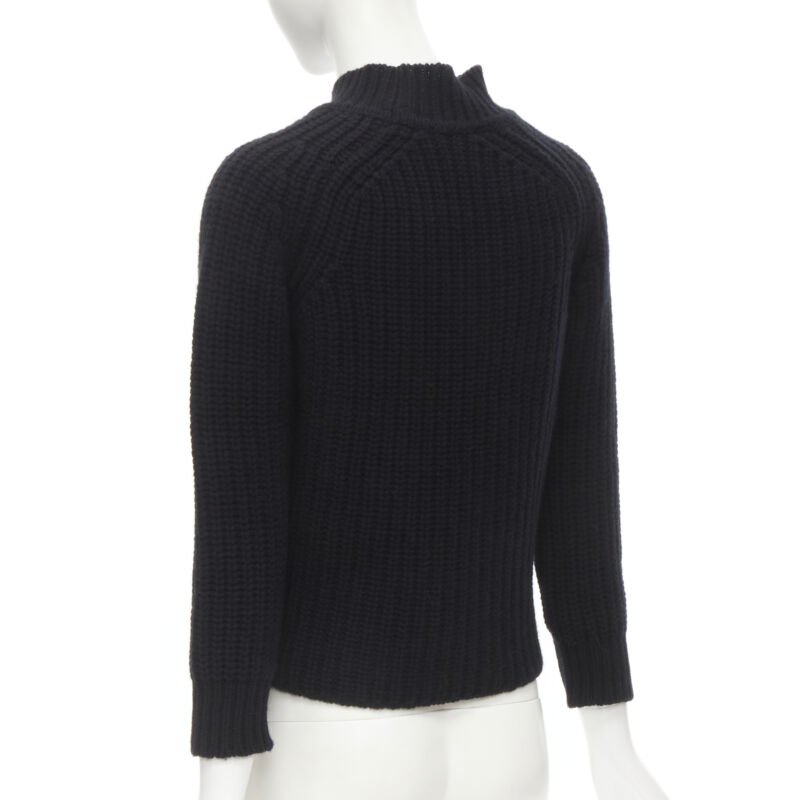 MAISON KITSUNE black 100% lambs wool chunky knit high neck sweater S