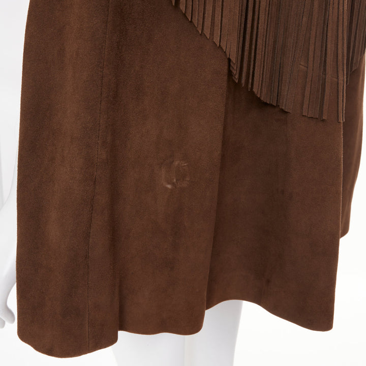 SAINT LAURENT 2015 goat suede western fringe wide sleeve cape jacket FR 36 S
