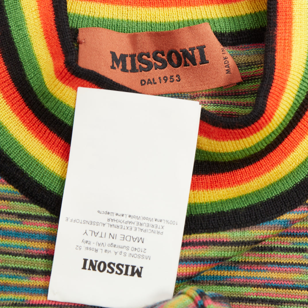 MISSONI Rasta rainbow multicolour graphic wool knitted high neck tank top IT40 S