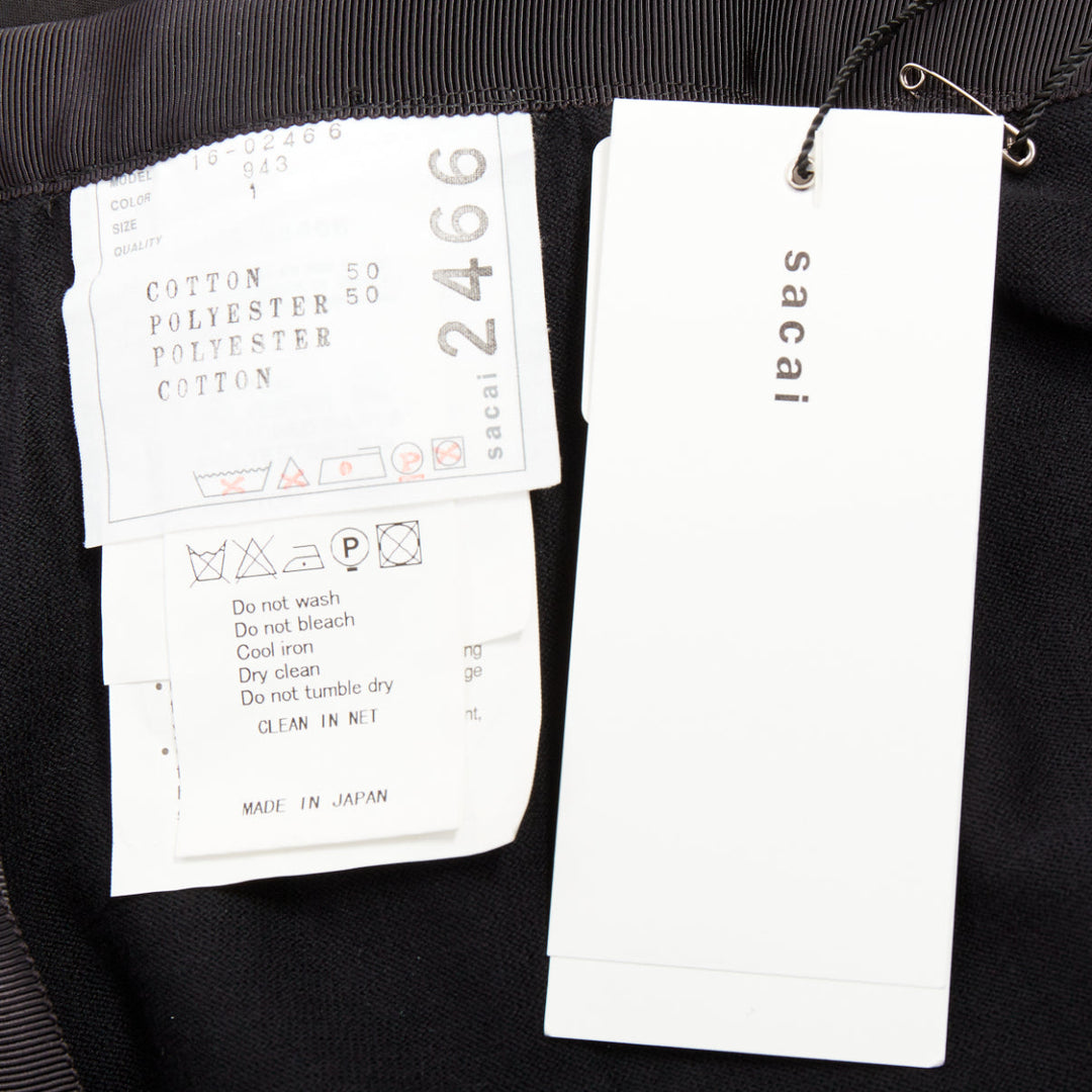 SACAI 2016 blue green square eyelet embroidery cotton blend flared skirt JP1 S