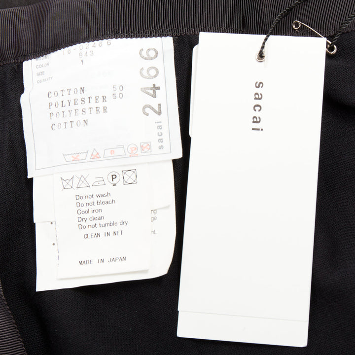 SACAI 2016 blue green square eyelet embroidery cotton blend flared skirt JP1 S