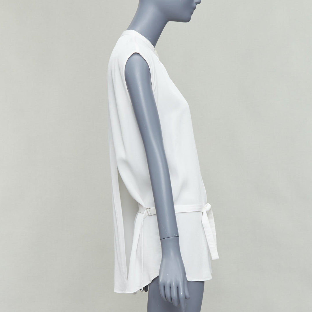 HELMUT LANG white tie front deconstructed backless vest top S