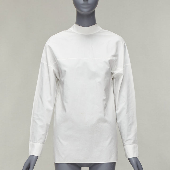 MARNI white cotton minimal front gold hook back panelled white shirt