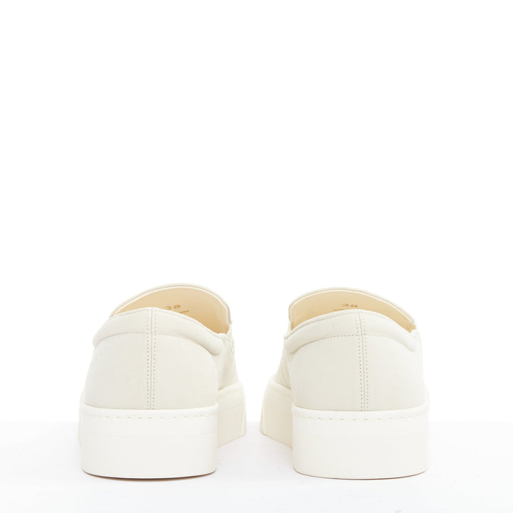 THE ROW Marie H light grey canvas classic platform skate sneaker slip on EU38