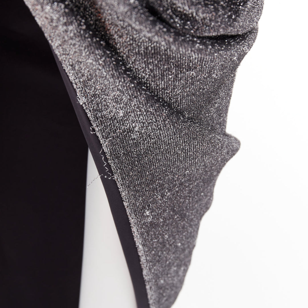 ALEXANDRE VAUTHIER metallic silver lurex knit ruched backless halter dress