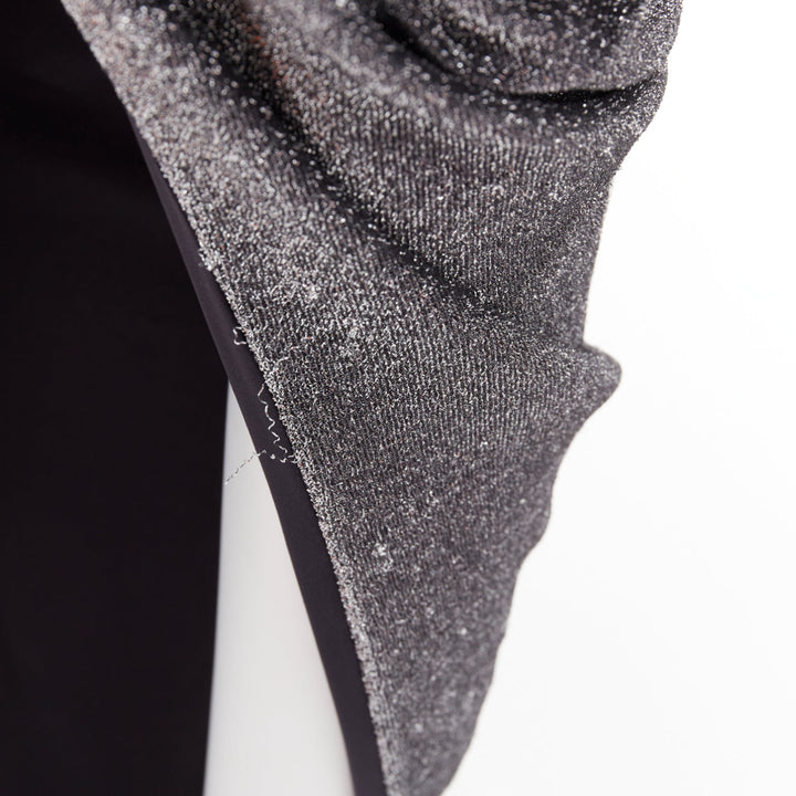 ALEXANDRE VAUTHIER metallic silver lurex knit ruched backless halter dress