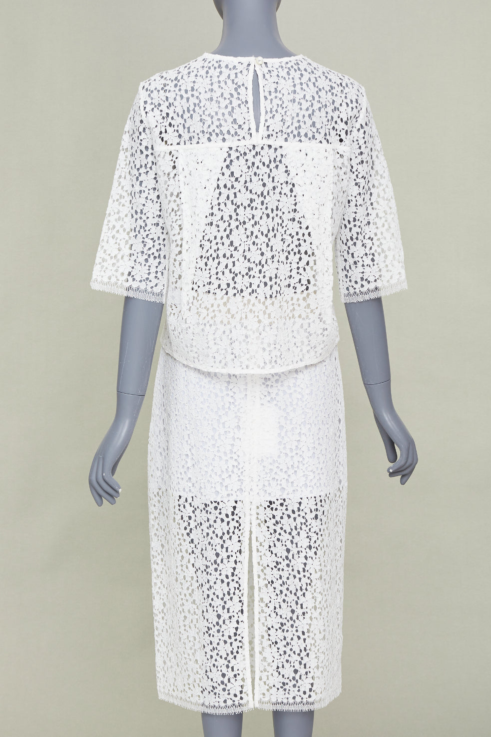 MARIA MCMANUS 2022 Organic Cotton Openwork Floral Lace elegant top skirt set XS