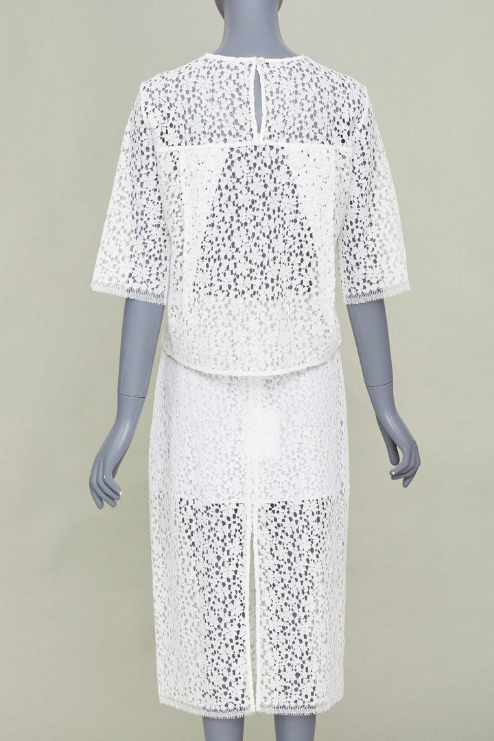 MARIA MCMANUS 2022 Organic Cotton Openwork Floral Lace elegant top skirt set XS