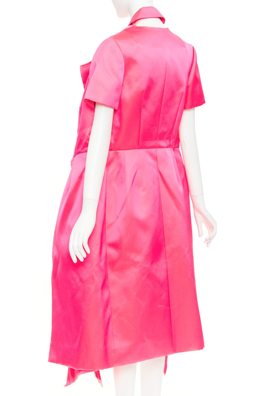 rare COMME DES GARCONS 2020 Runway fuschia pink structured satin layered coat S