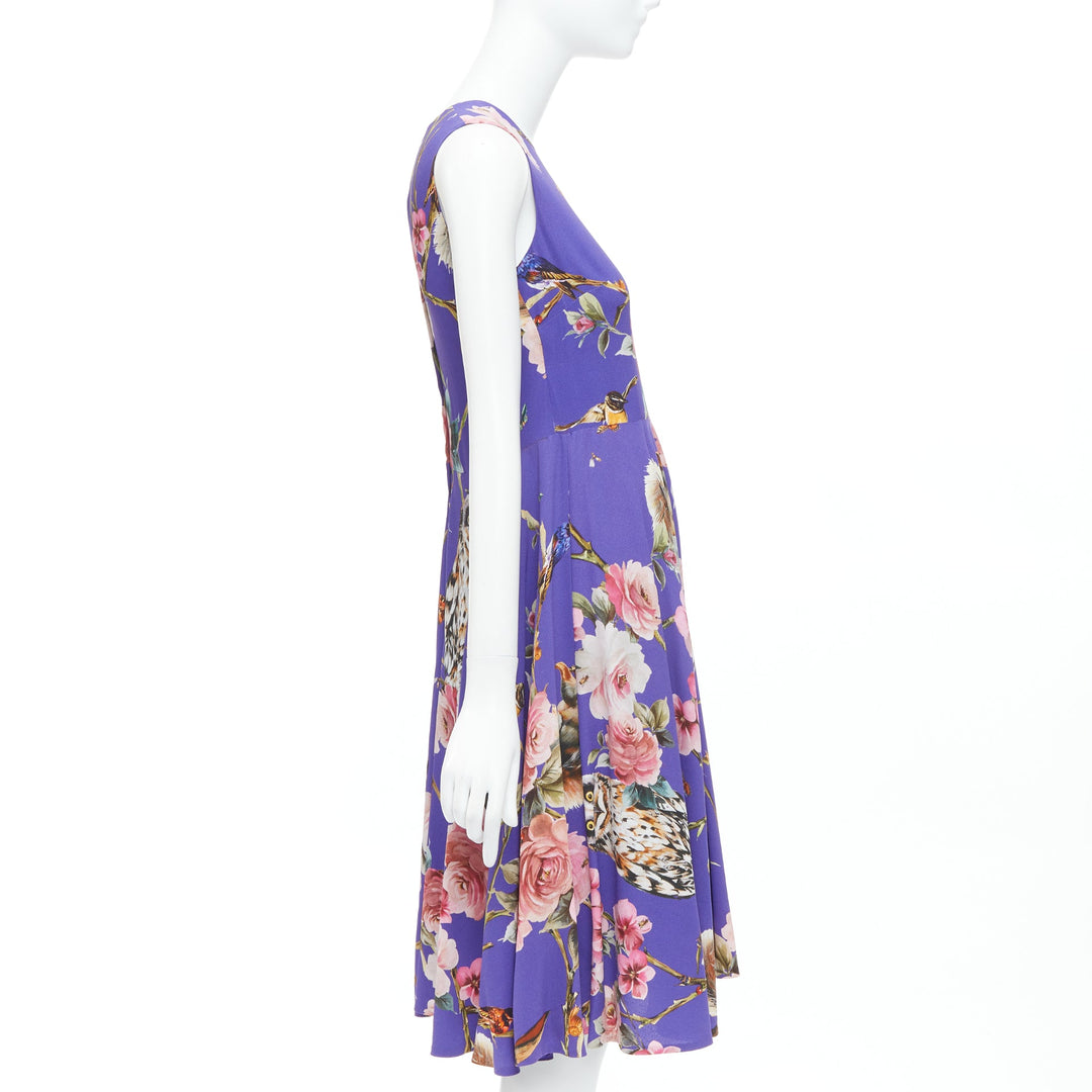 DOLCE GABBANA purple squirrel garden floral print cocktail dress IT36 XXS